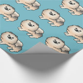 Cream Sable Spitz Dog Muster auf blau Geschenkpapier (Ecke)