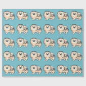 Cream Sable Spitz Dog Muster auf blau Geschenkpapier (Flach)