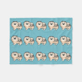 Cream Sable Spitz Hunde Muster auf blau Fleecedecke (Vorderseite (Horizontal))