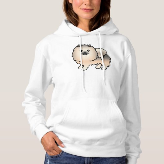 Cream Sable Spitz Niedlich Cartoon Dog Hoodie (Vorderseite)