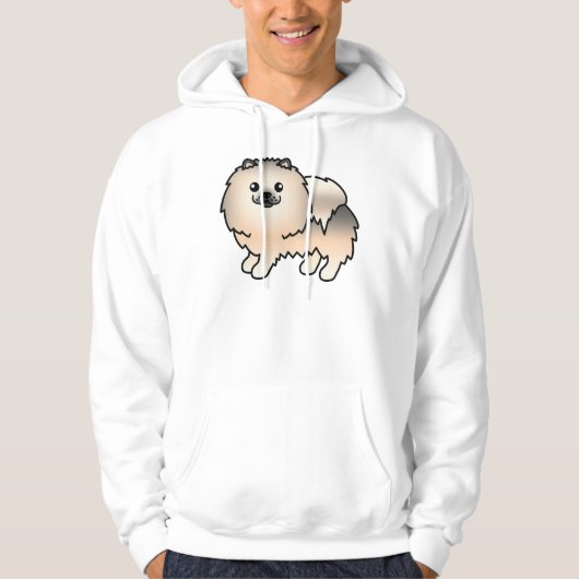 Cream Sable Spitz Niedlich Cartoon Dog Hoodie (Vorderseite)