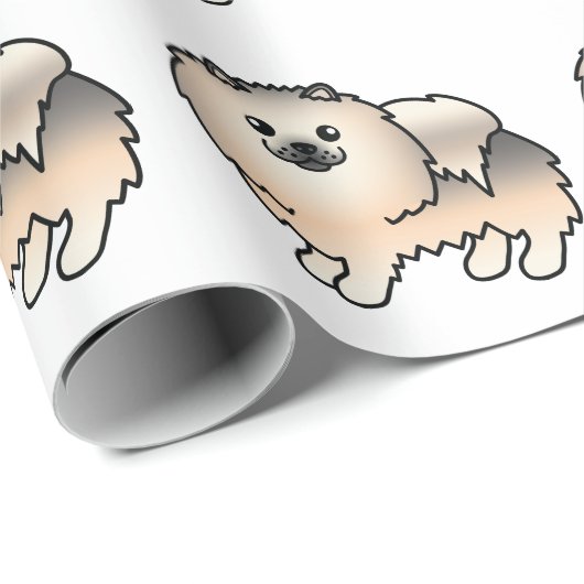 Cream Sable Spitz Niedlich Cartoon Dog Muster Geschenkpapier (Rolleneckpunkt)
