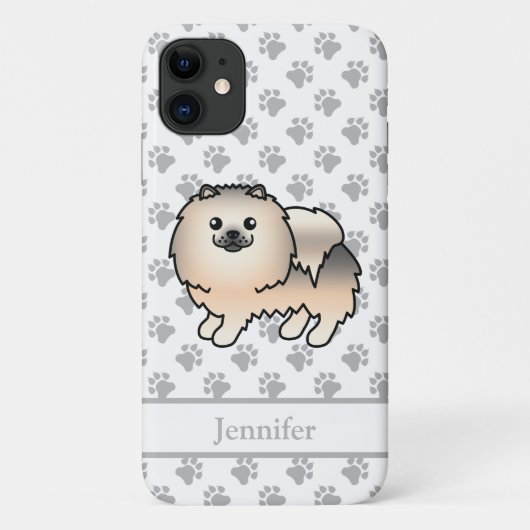 Cream Sable Spitz Niedlich Cartoon Dog & Name Case-Mate iPhone Hülle (Rückseite)