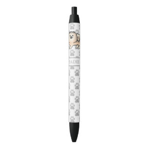 Cream Sable Spitz Niedlich Cartoon Dog & Name Kugelschreiber
