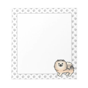 Cream Sable Spitz Niedlich Cartoon Dog Notizblock