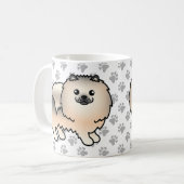 Cream Sable Spitz Niedlich Cartoon Dog & Paws Kaffeetasse (Vorderseite Links)
