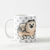 Cream Sable Spitz Niedlich Cartoon Dog & Paws Kaffeetasse (Links)