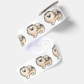Cream Sable Spitz Niedlich Cartoon Dog Satinband (Rückseite)