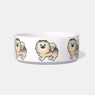 Cream Sable Spitz Niedliche Cartoon Hunde Napf