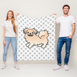 Cream Sable Tibetanischer Spaniel Cartoon Hund & P Fleecedecke