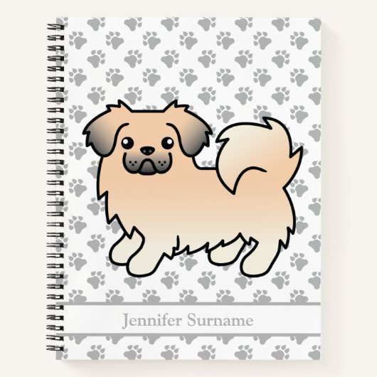 Cream Sable Tibetisch Spanisch Cartoon Dog & Text Notizblock (Vorderseite)