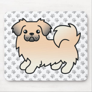 Cream Sable Tibetisch Spanischer Cartoon Dog & Paw Mousepad