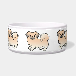 Cream Sable Tibetischer Spaniel Cartoon Hund Napf