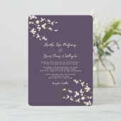 Cream Sakura Kirschblüten Lila Hochzeit Asiens Einladung (Stehend Vorderseite)