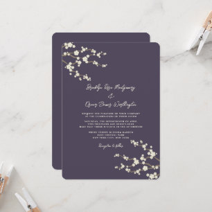 Cream Sakura Kirschblüten Lila Hochzeit Asiens Einladung