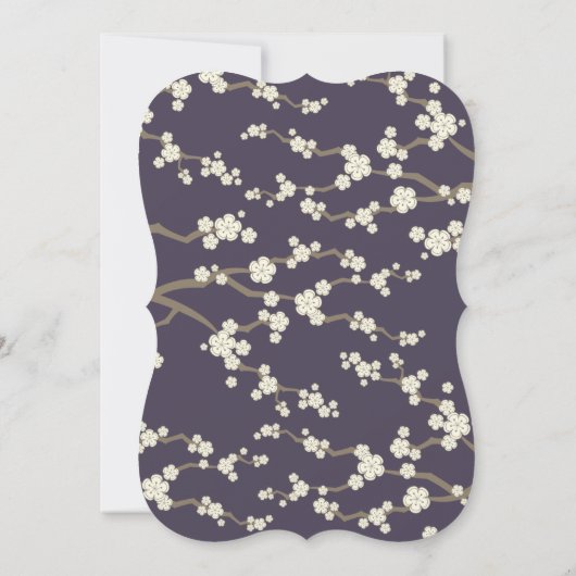 Cream Sakura Kirschblüten Lila Hochzeit Asiens Einladung (Rückseite)