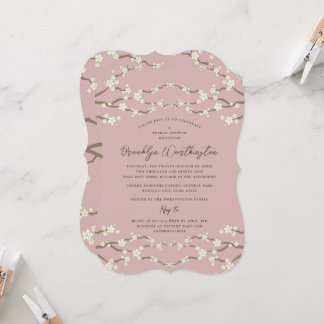 Cream Sakura Kirschblüten Rosa Brautparty Einladung