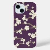 Cream Sakura Orientalisches Kirschblüten auf Lila Case-Mate iPhone Hülle (Rückseite)