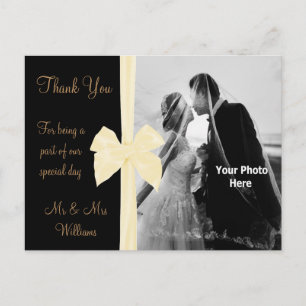 Cream Satin Bow Foto Wedding Vielen Dank Postkarte