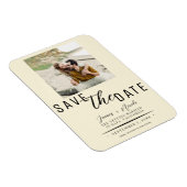 Cream Save the Date Foto Wedding Magnet (Rechte Seite)