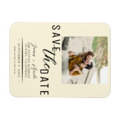Cream Save the Date Foto Wedding Magnet (Horizontal)