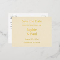 Cream Save the Date Gold Foil Einladung Postkarte