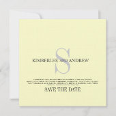 Cream Save the Date Monogram Wedding Ankündigung (Vorderseite)