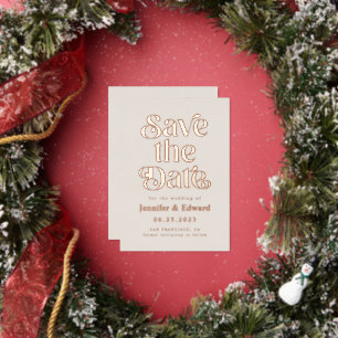 Cream Save The Date Retro-Typografie Folieneinladung