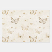 Cream Schmetterlinge & Herzen Geburtstag Geschenkpapier Set (Vorderseite)