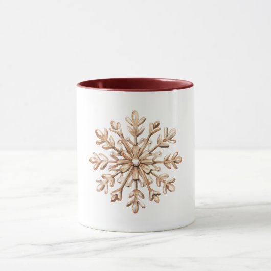 Cream Schneeflocken Weihnachten  Tasse (Zentrum)