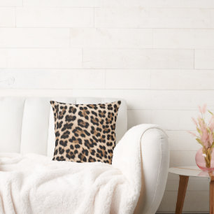 Cream Schwarz Braun Chic Leopardendruck Kissen