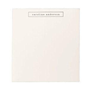 Cream Schwarzer Minimalistischer Persönlicher Name Notizblock