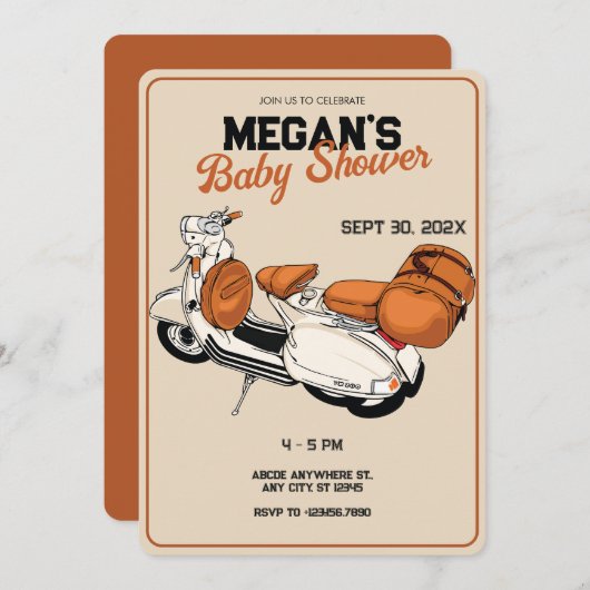 Cream Scooter Baby Shooter Einladung (Vorne/Hinten)