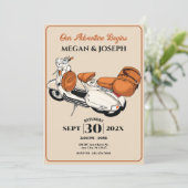Cream Scooter Wedding Einladung (Stehend Vorderseite)