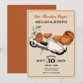 Cream Scooter Wedding Einladung (Vorne/Hinten)