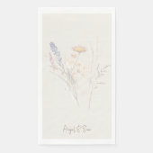 Cream Script Floral Wedding Serviette (Vorderseite)