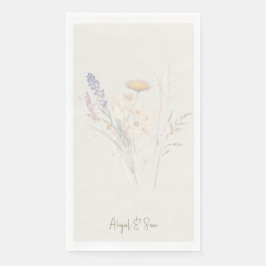 Cream Script Floral Wedding Serviette