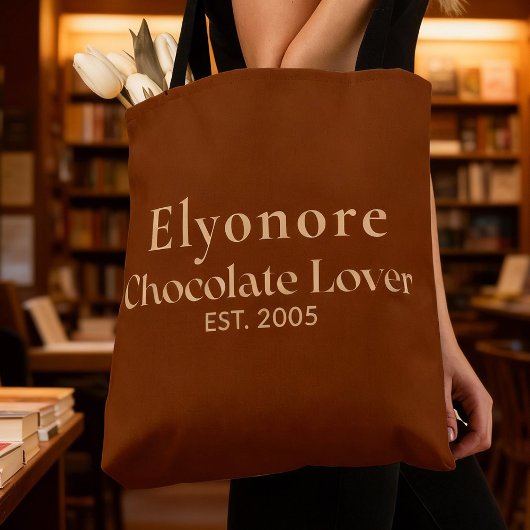 Cream Script Name Established Chocolate Liebhaber Tasche