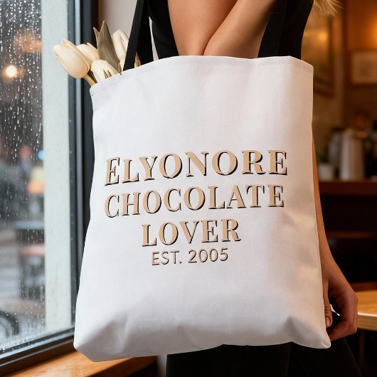 Cream Script Name Established Chocolate Lover Tasche