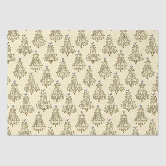 Cream Script Tree Muster festlich Seidenpapier (Vorderseite)