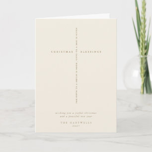 Cream Scripting Kreuz Weihnachten/Feiertage Karte