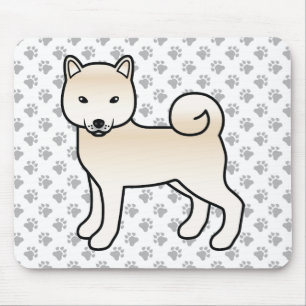 Cream Shiba Inu Cartoon-Hund & Pfoten Mousepad