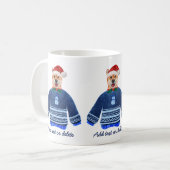 Cream Shiba Inu Holiday Tragend Ugly Sweater Xmas Kaffeetasse (Vorderseite Links)