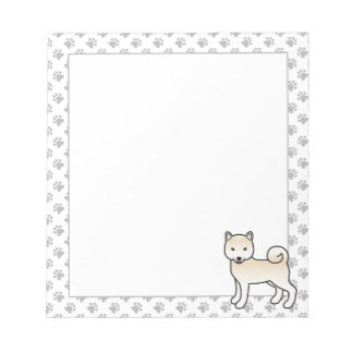Cream Shiba Inu Niedlich Cartoon Dog & Paws Notizblock