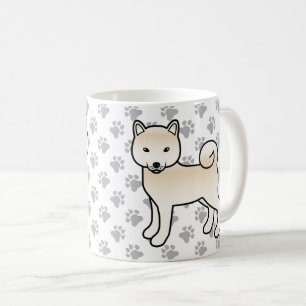 Cream Shiba Inu Süßer Cartoon-Hund & Pfoten Kaffeetasse