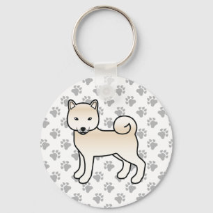 Cream Shiba Inu Süßer Cartoon-Hund & Pfoten Schlüsselanhänger