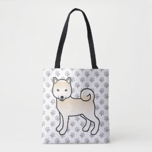 Cream Shiba Inu Süßer Cartoon-Hund & Pfoten Tasche