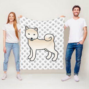 Cream Shiba Inu Süßer Cartoon-Hund und Pfoten Fleecedecke