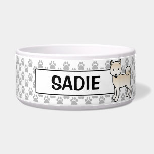 Cream Shiba Inu Süßer Hund Mit Name Des Haustieres Napf