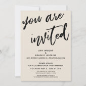 Cream Sie sind eingeladen nach Hochzeit Empfang Einladung (Vorderseite)